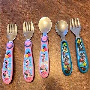 Disney Mickey and Minnie Mouse Pink and Blue Utensil Set